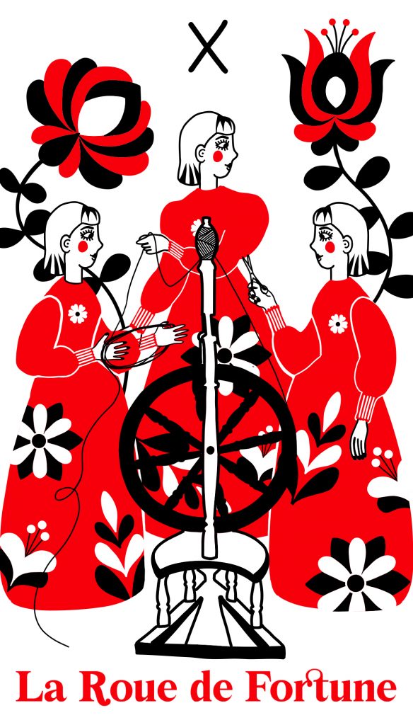 carte de tarot la roue de fortune designée par Fortunae